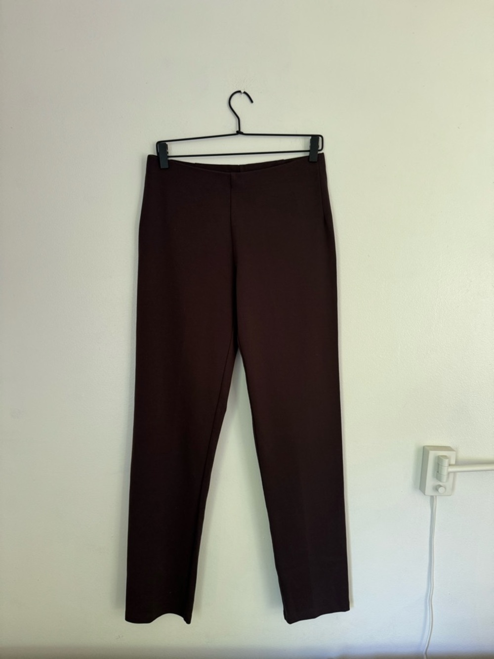 Eileen Fisher Dark Brown Elastic Waist Knit Pants comfort waist Chocolate Career
